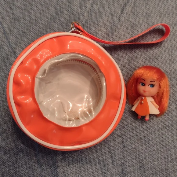 Vintage Liddle Kiddle Orange Doll In Zippered Purse - Picture 8 of 8